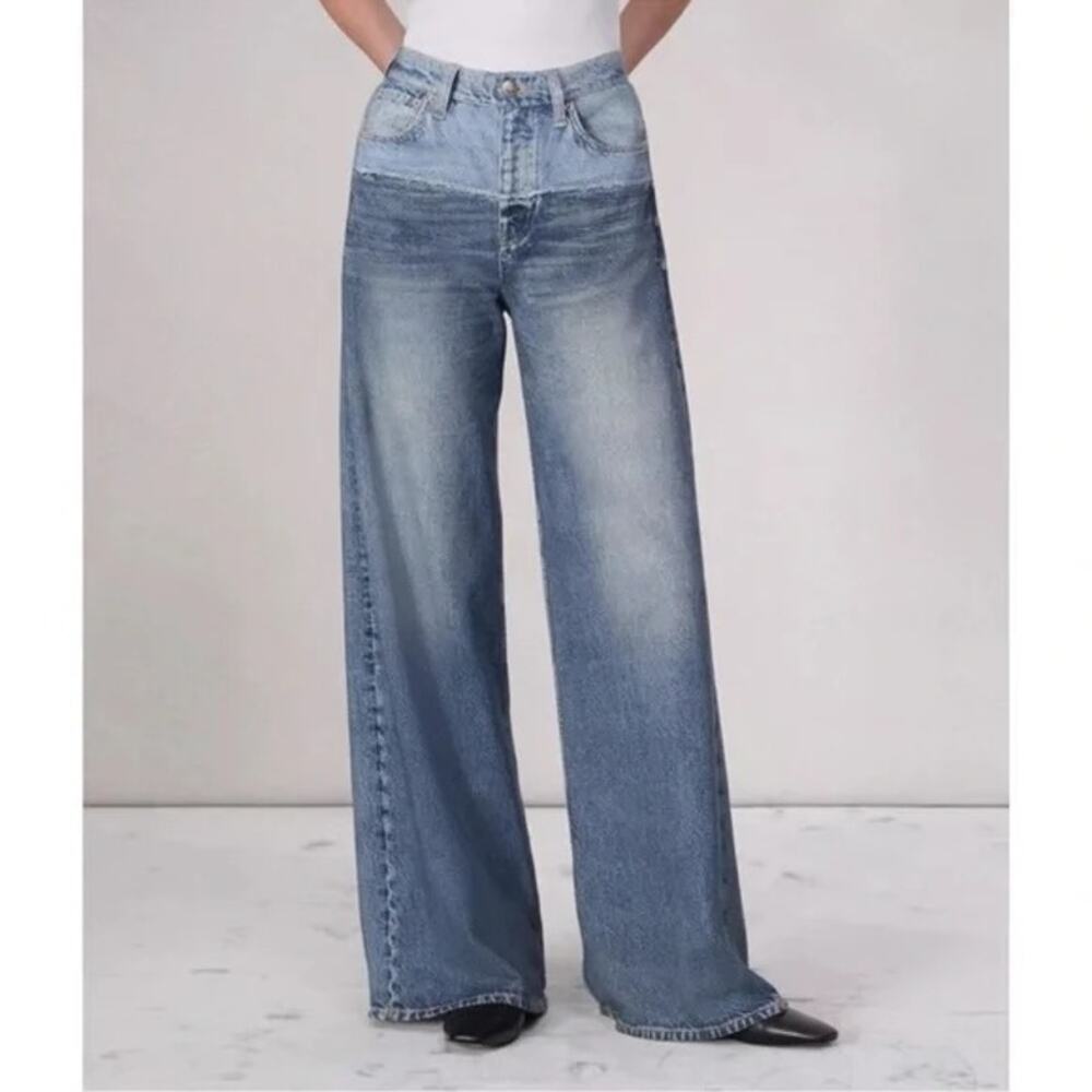 rag & bone Miramar Sofie Wide Leg Pants Two Tone Antonia Print Terry Sweat 31